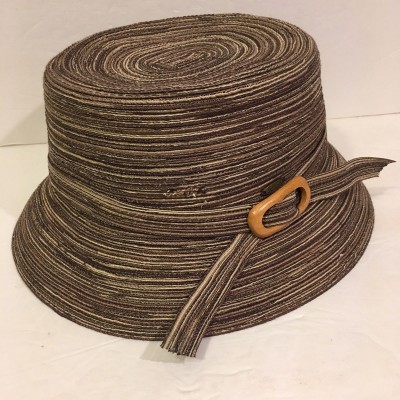 Scala Sanibel Polyester Braided Bucket Hat Brown Tan 's One Size  eb-05415286